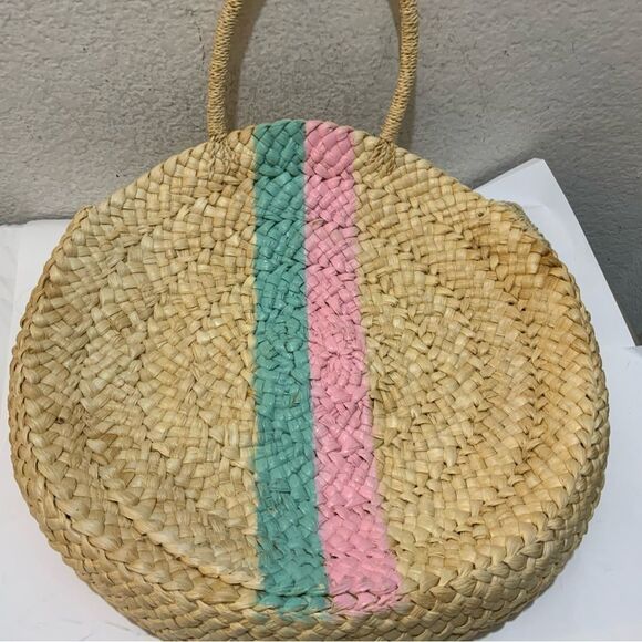 Vineyard vines Round straw shoulder bag, womens beach  Woven Bag - Picture 7 of 11